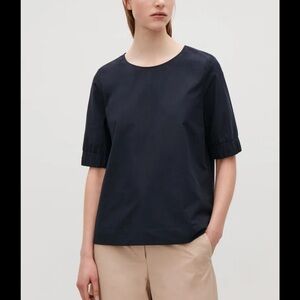 COS Dark Blue Short Sleeve Top